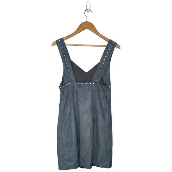 New Some Days Lovin Faux Suede Sleeveless Sweetheart Studded Dress Blue Small - Picture 6 of 16